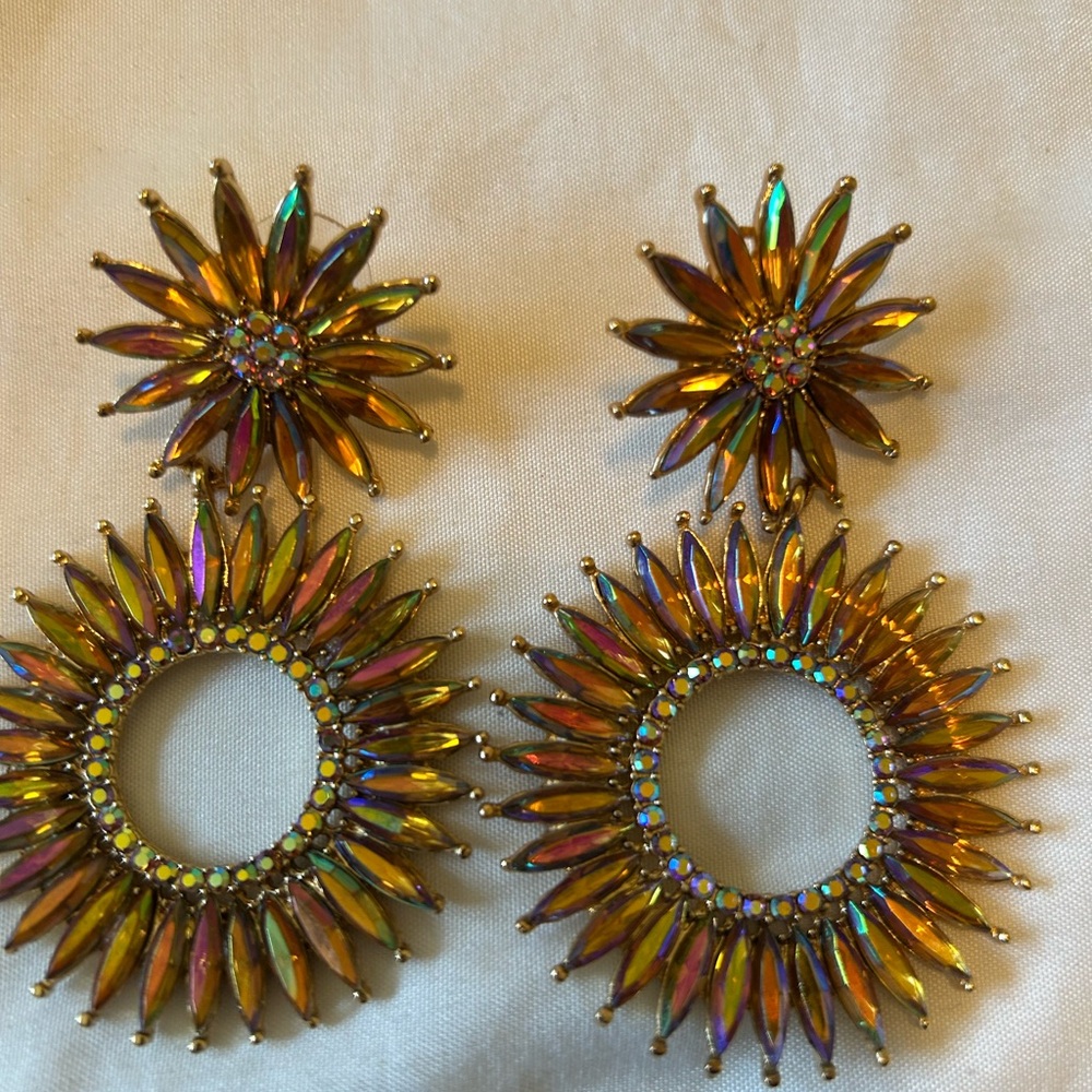 Colorful Floral Statement Earrings Unique. Sparkle and shine at your next event!